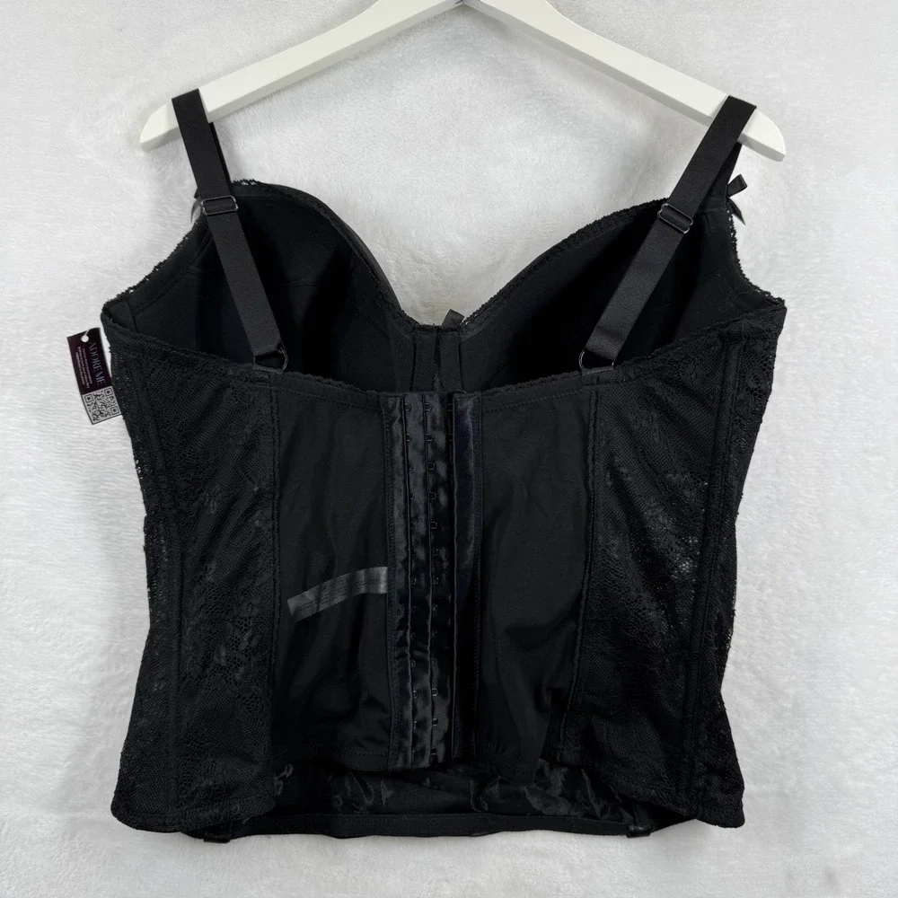 Adore Me Black‎ Floral Lace Bustier Corset Top Underwire Sweetheart 38I NEW